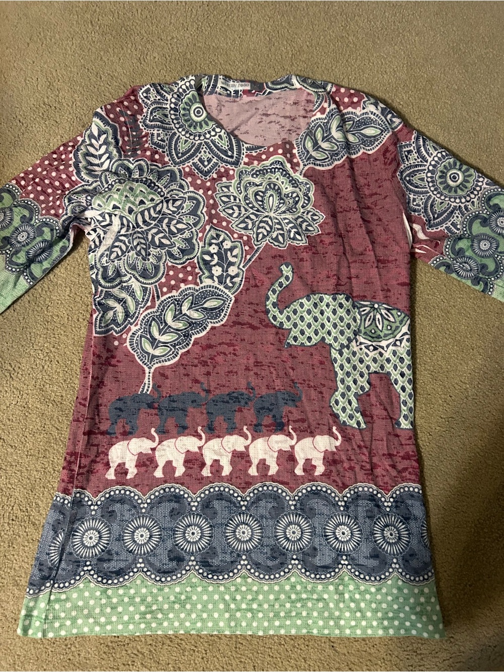 Women’s Patterned Elephant Long Sleeve Top